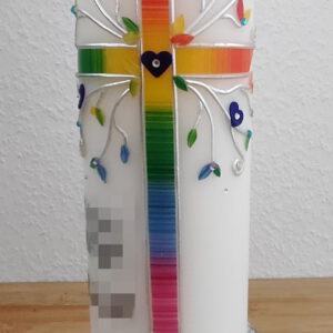 Tischkerze Altarkerze Kreuz Lebensbaum