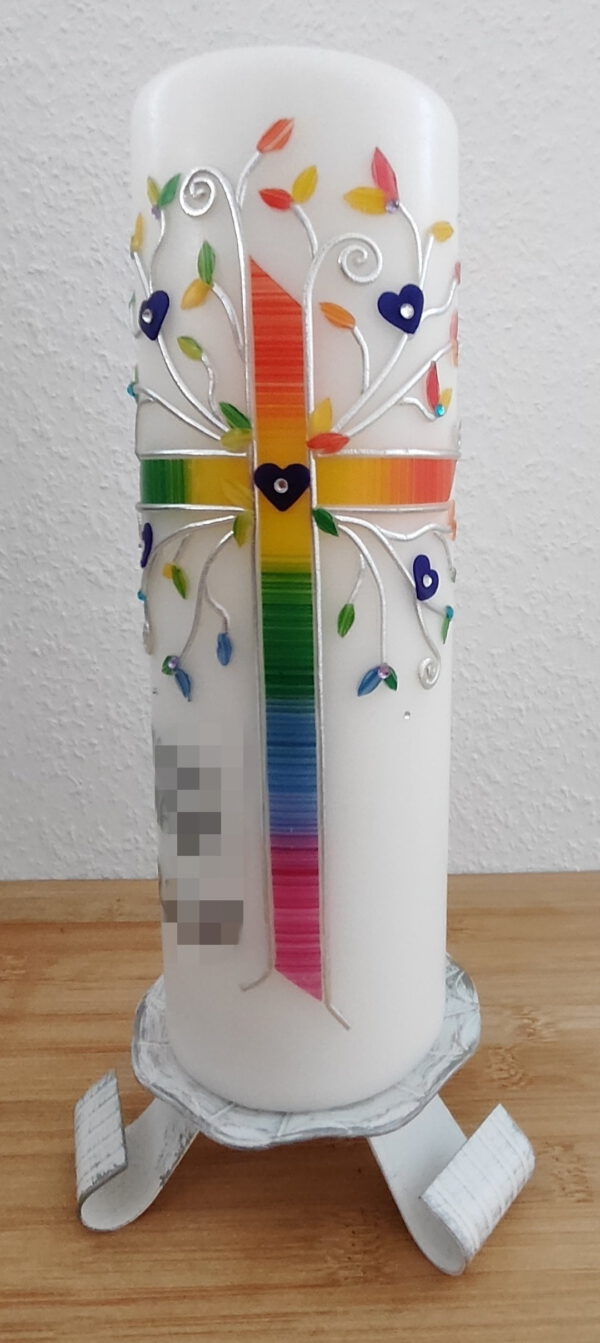 Tischkerze Altarkerze Kreuz Lebensbaum